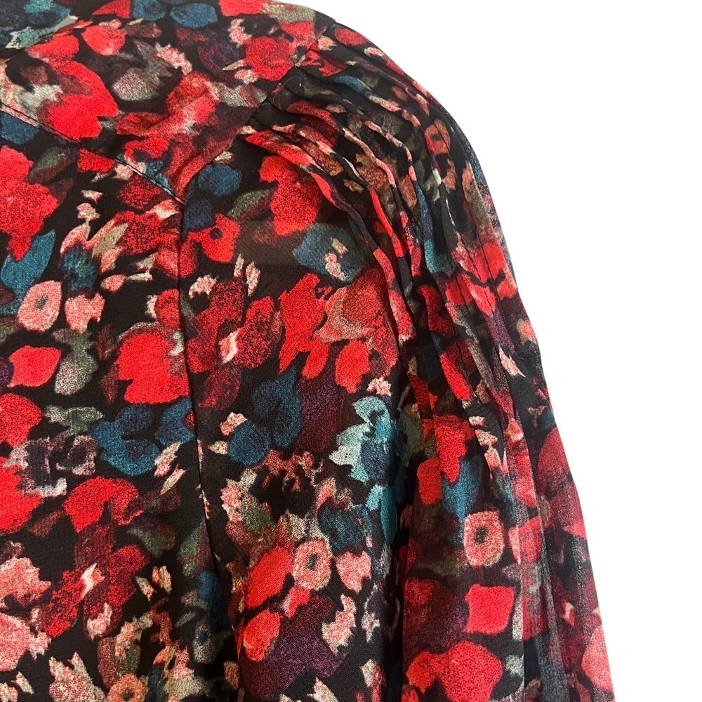 Vince Camuto Floral Print Blouse Pintuck Long Sleeve Top‎ XS - Picture 3 of 10